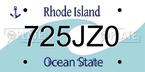 725JZ0 Rhode Island License Plate
