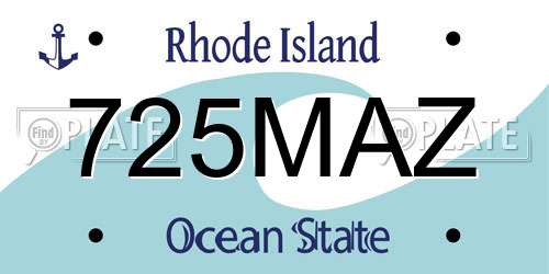 725MAZ Rhode Island License Plate