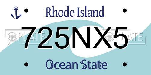 725NX5 Rhode Island License Plate