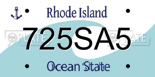 725SA5 Rhode Island License Plate