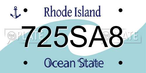 725SA8 Rhode Island License Plate