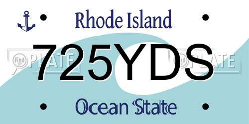 725YDS Rhode Island License Plate