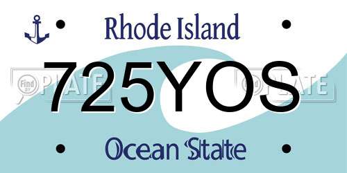 725YOS Rhode Island License Plate