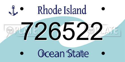 726522 Rhode Island License Plate