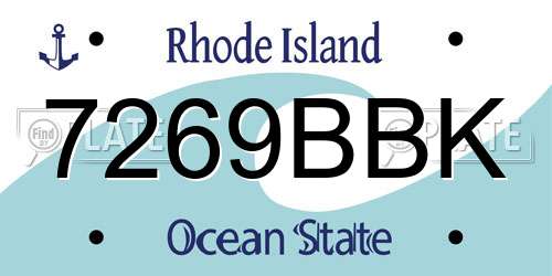 7269BBK Rhode Island License Plate