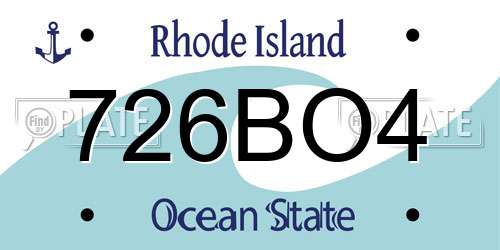 726BO4 Rhode Island License Plate