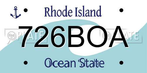 726BOA Rhode Island License Plate