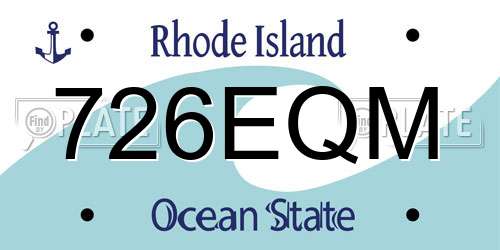 726EQM Rhode Island License Plate