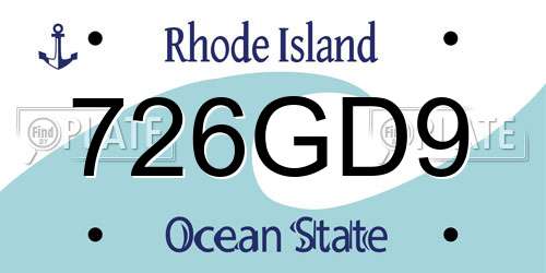 726GD9 Rhode Island License Plate