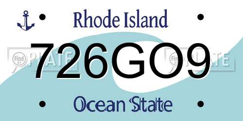 726GO9 Rhode Island License Plate