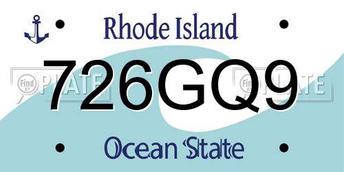 726GQ9 Rhode Island License Plate