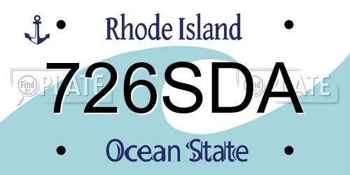 726SDA Rhode Island License Plate