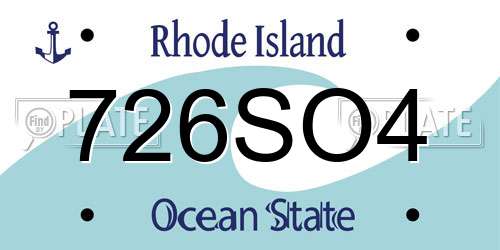 726SO4 Rhode Island License Plate