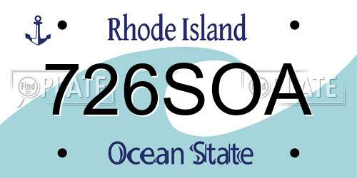 726SOA Rhode Island License Plate