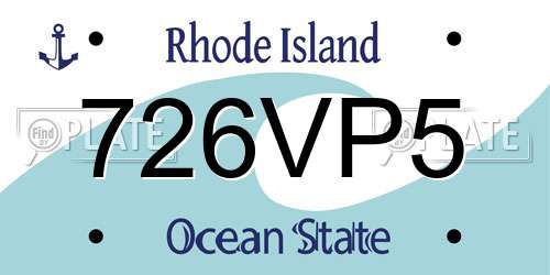 726VP5 Rhode Island License Plate