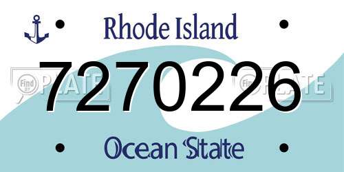 7270226 Rhode Island License Plate