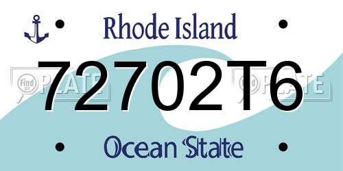 72702T6 Rhode Island License Plate