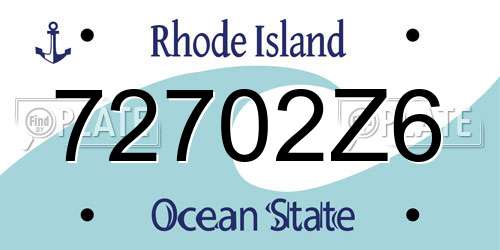 72702Z6 Rhode Island License Plate