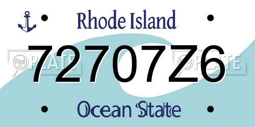 72707Z6 Rhode Island License Plate