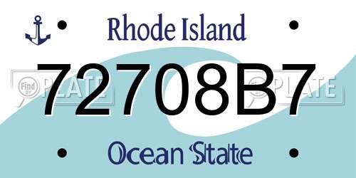 72708B7 Rhode Island License Plate