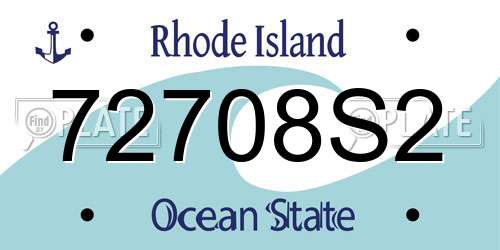 72708S2 Rhode Island License Plate
