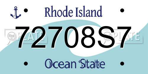 72708S7 Rhode Island License Plate