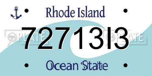 72713I3 Rhode Island License Plate