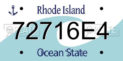 72716E4 Rhode Island License Plate