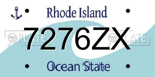 7276ZX Rhode Island License Plate