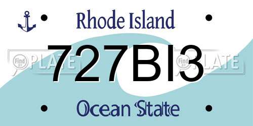 727BI3 Rhode Island License Plate