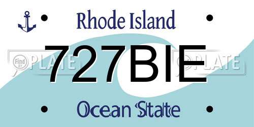 727BIE Rhode Island License Plate