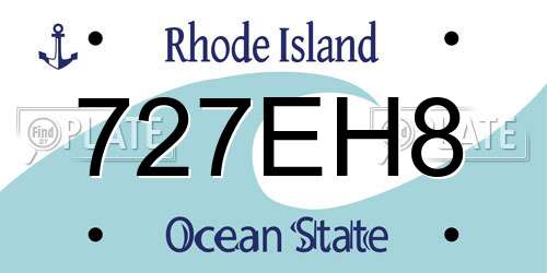727EH8 Rhode Island License Plate