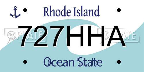 727HHA Rhode Island License Plate