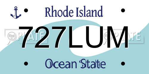 727LUM Rhode Island License Plate