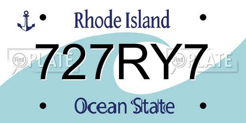 727RY7 Rhode Island License Plate