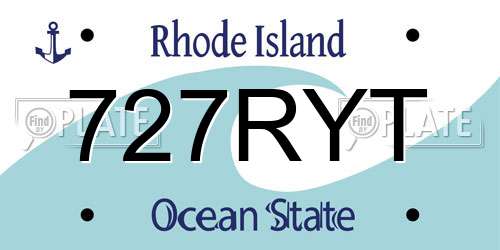 727RYT Rhode Island License Plate