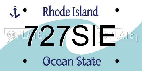 727SIE Rhode Island License Plate