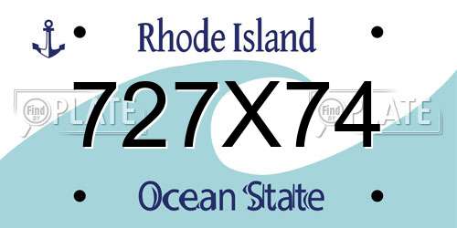 727X74 Rhode Island License Plate