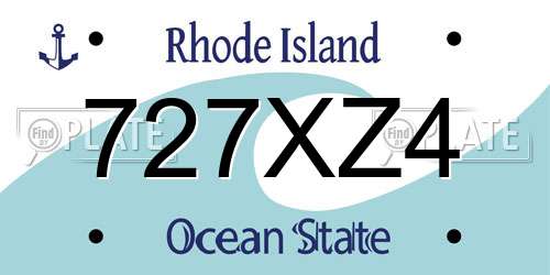 727XZ4 Rhode Island License Plate