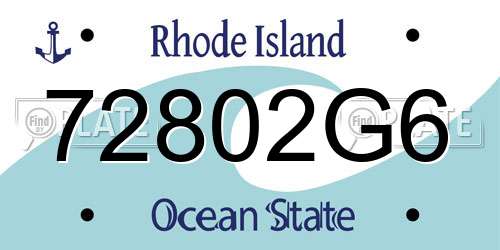 72802G6 Rhode Island License Plate
