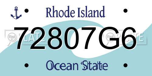 72807G6 Rhode Island License Plate