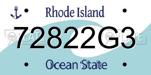 72822G3 Rhode Island License Plate