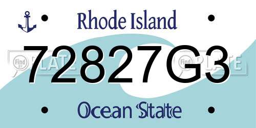 72827G3 Rhode Island License Plate
