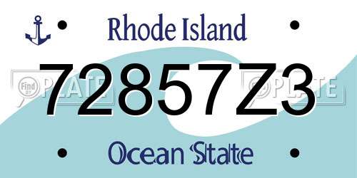 72857Z3 Rhode Island License Plate