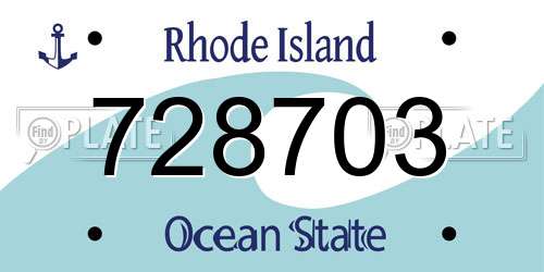 728703 Rhode Island License Plate