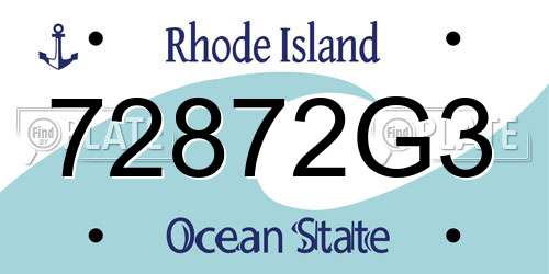 72872G3 Rhode Island License Plate