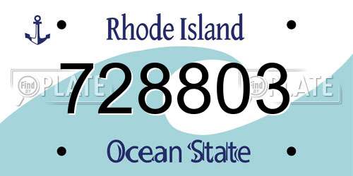 728803 Rhode Island License Plate