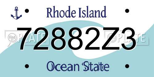 72882Z3 Rhode Island License Plate