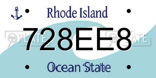 728EE8 Rhode Island License Plate