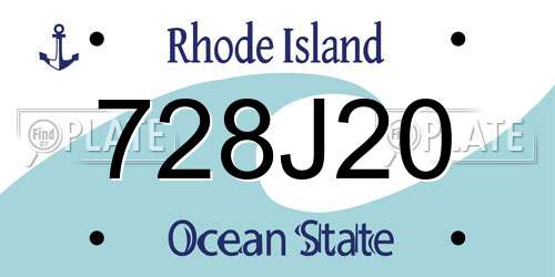 728J20 Rhode Island License Plate